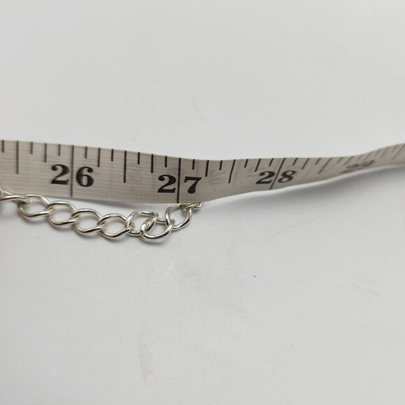 Hammered Silver-Tone Circle Link Necklace Adjustable 26"-28" Chain For Women - Picture 5 of 5
